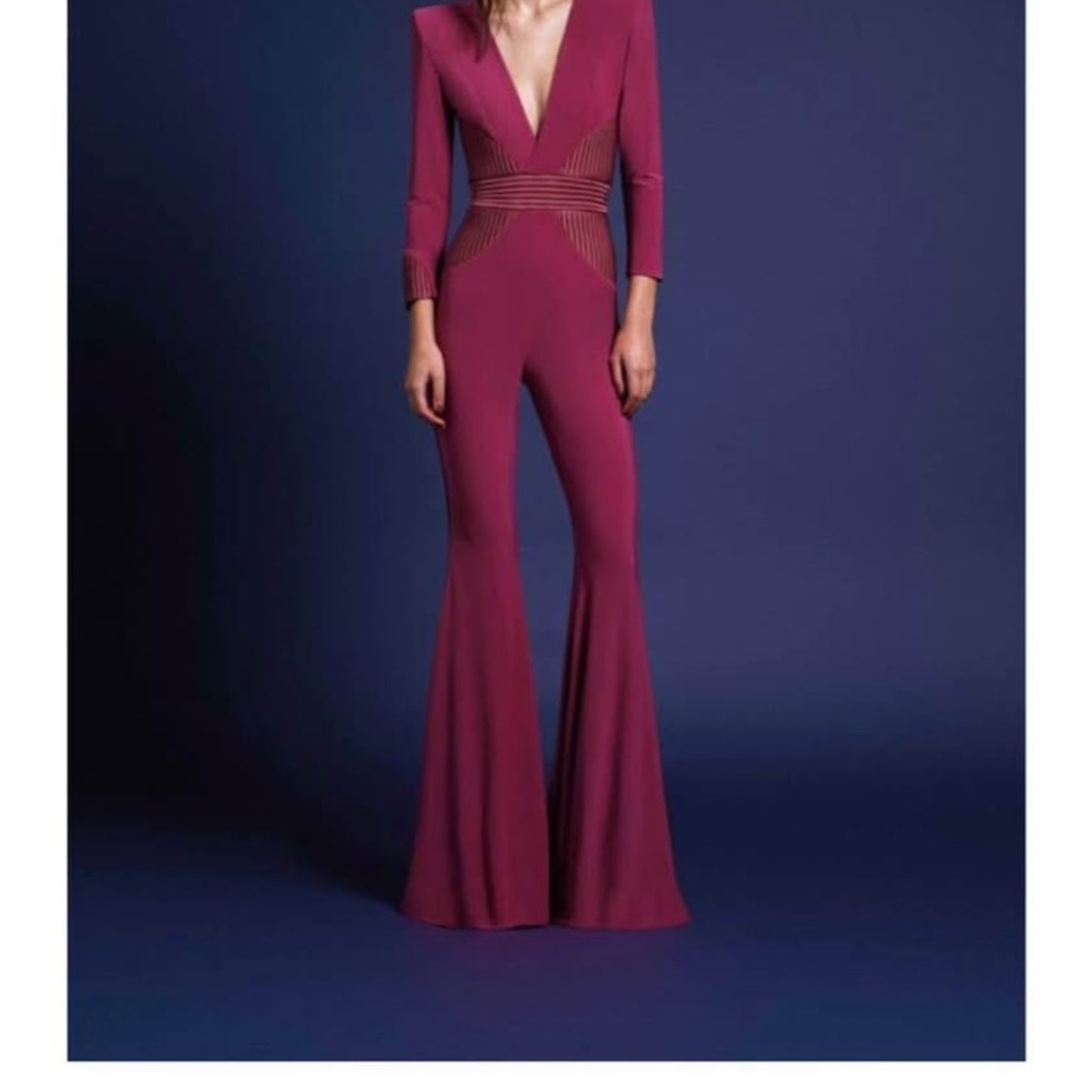 Zhivago Pink Jumpsuit with Structured Shoulders and Flared Legs - Picture 2 of 3